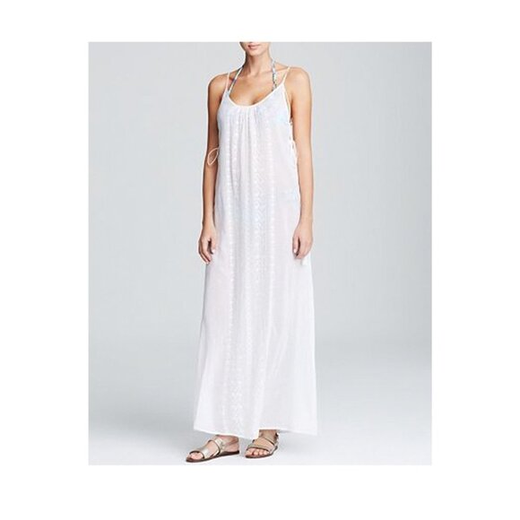 Nanette Lepore Calcutta Cotton Voile Lace Up Tassel Swim Cover Up Maxi Dress SM - Picture 1 of 12